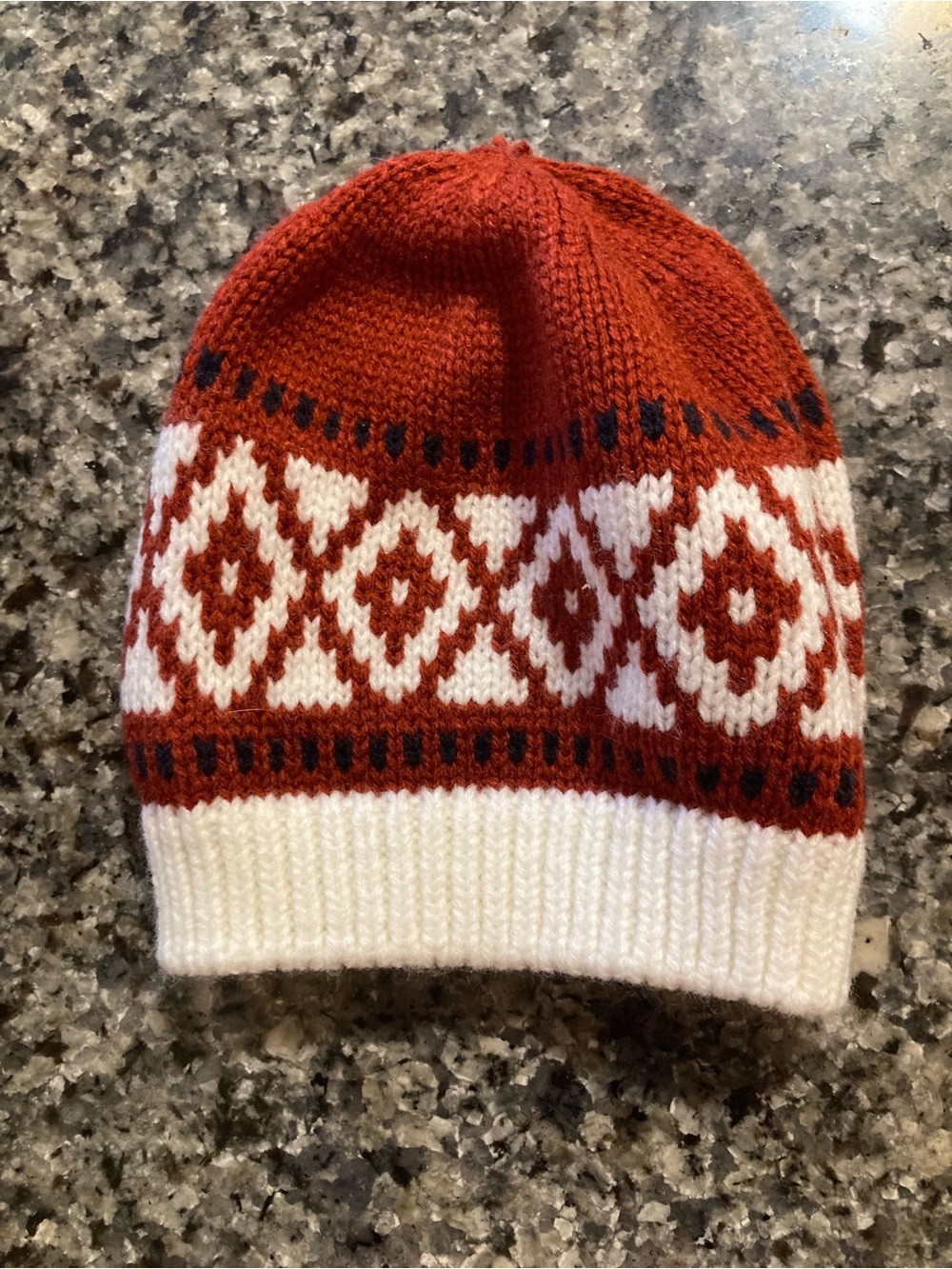 SHEIN Baby 6-9m size Red and White Patterned Knit Beanie